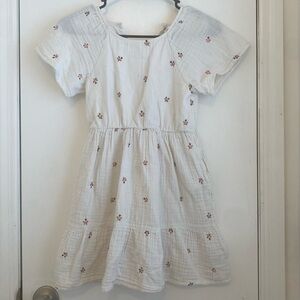 Charming White Floral Kids Dress with pockets